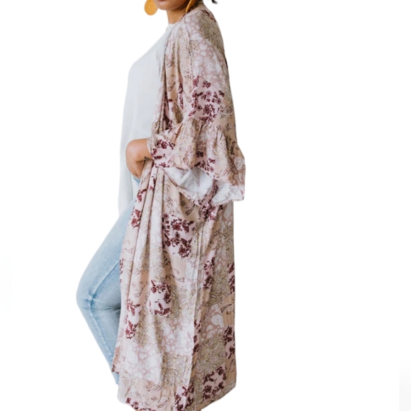 Tops - Long kimono patchwork cover up cardigan